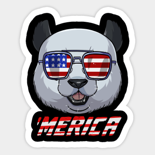 Panda Bear 4th of July Merica Sticker